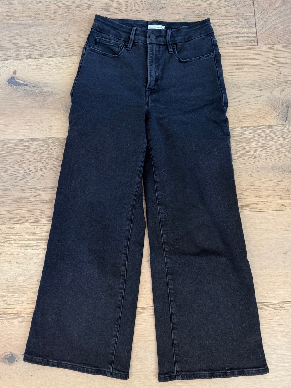 Good American Black Wide-Leg High-Rise Jeans